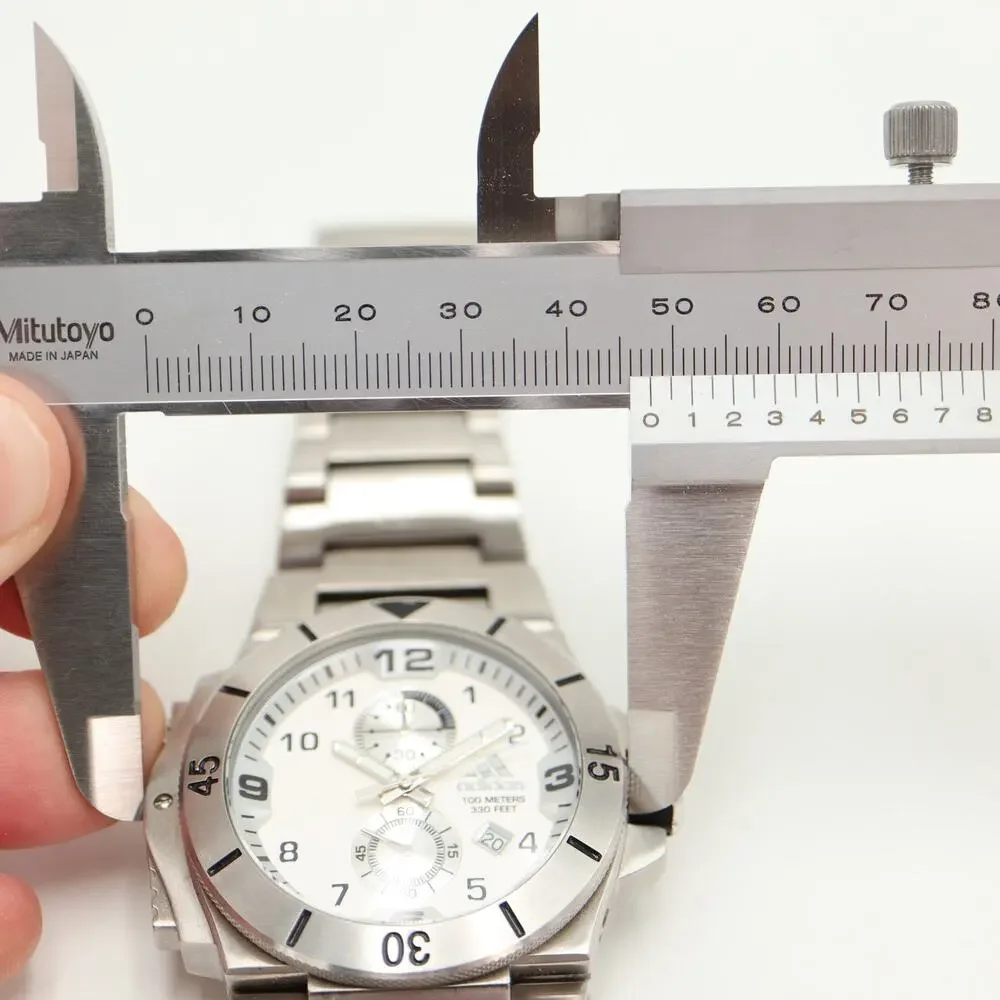 Adidas Chunky Y2K Stainless Steel Chronograph 48mm Watch Left Buttons Silver